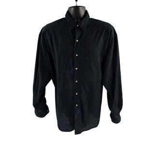 Johnny Cotton Men's Black Paisley Pattern Long Sleeve Button Up Shirt Size L‎